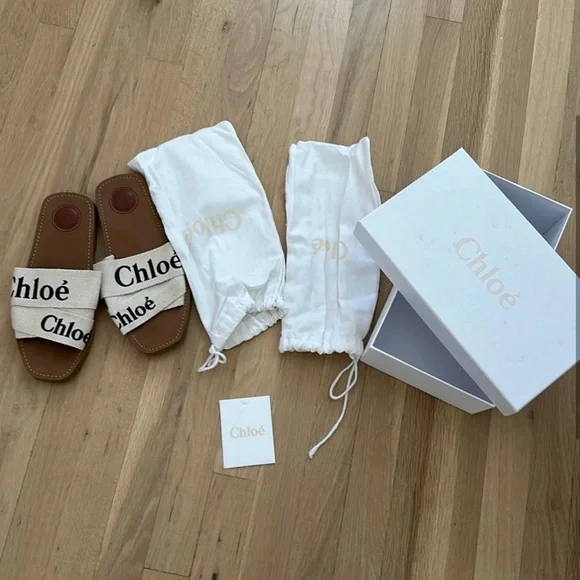 Chloé Brown and Cream Slide Sandals - Picture 2 of 5